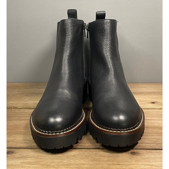 Nordstrom Women's Miller 2 Water Resistant Boots Size 7.5 Black Leather Lug Sole - Picture 3 of 16